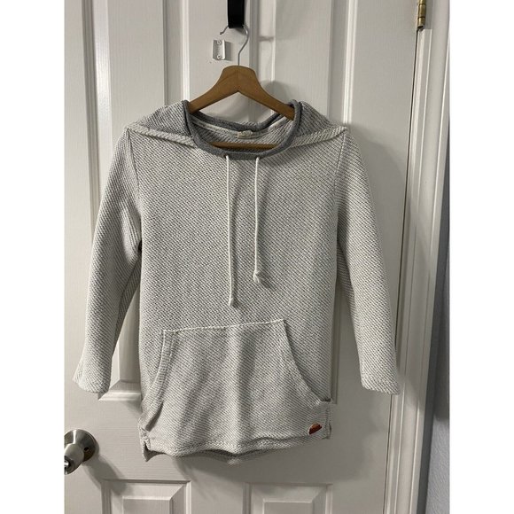 Roxy Women Small Hoodie Sweatshirt Kangaroo Pocket Cream Off White & Gray Beach - Picture 3 of 7